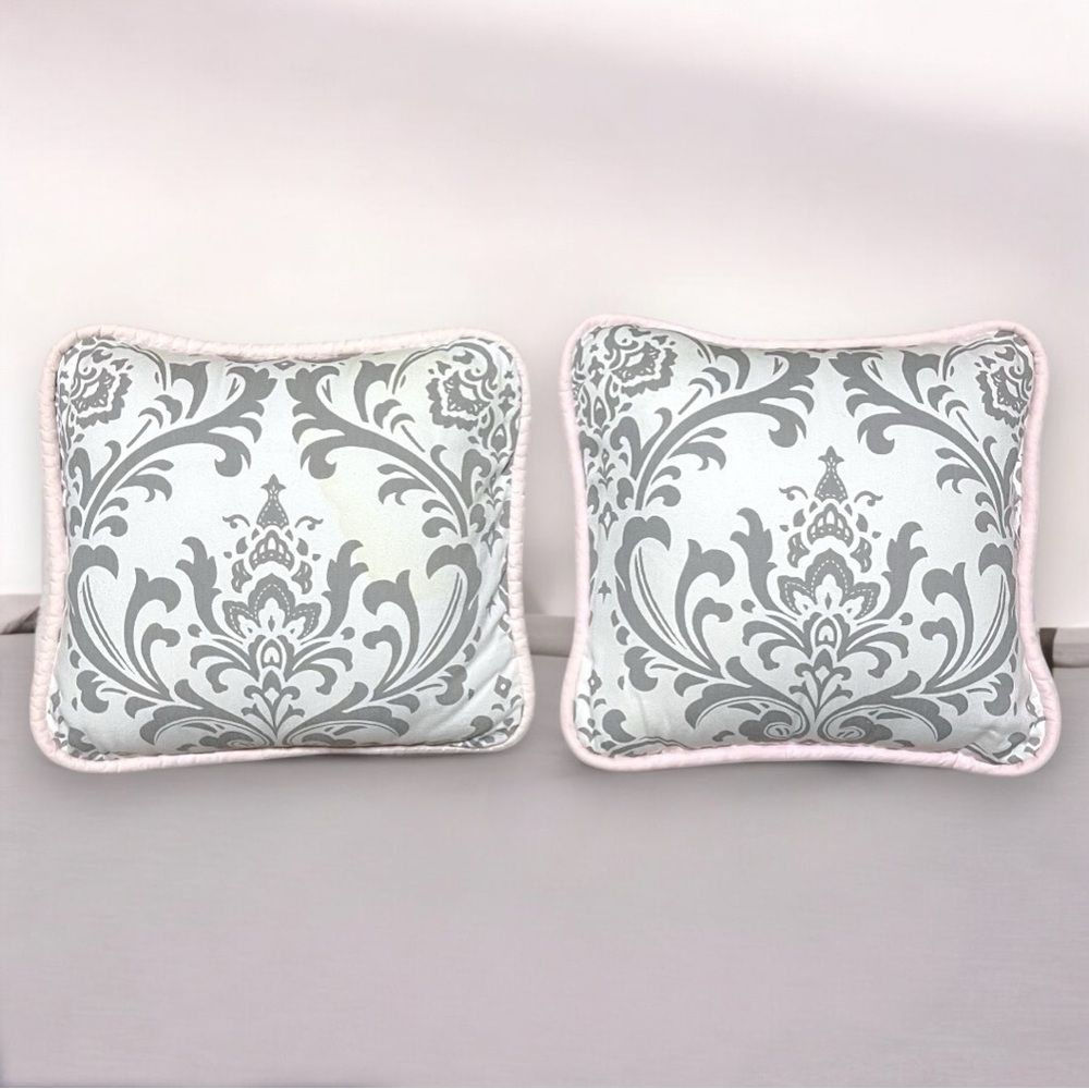Carousel Designs Pink & Gray Traditions Damask Square Decorative Pillows